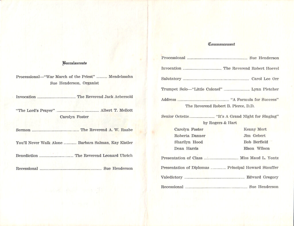 1952 PHS graduation program-inside 1